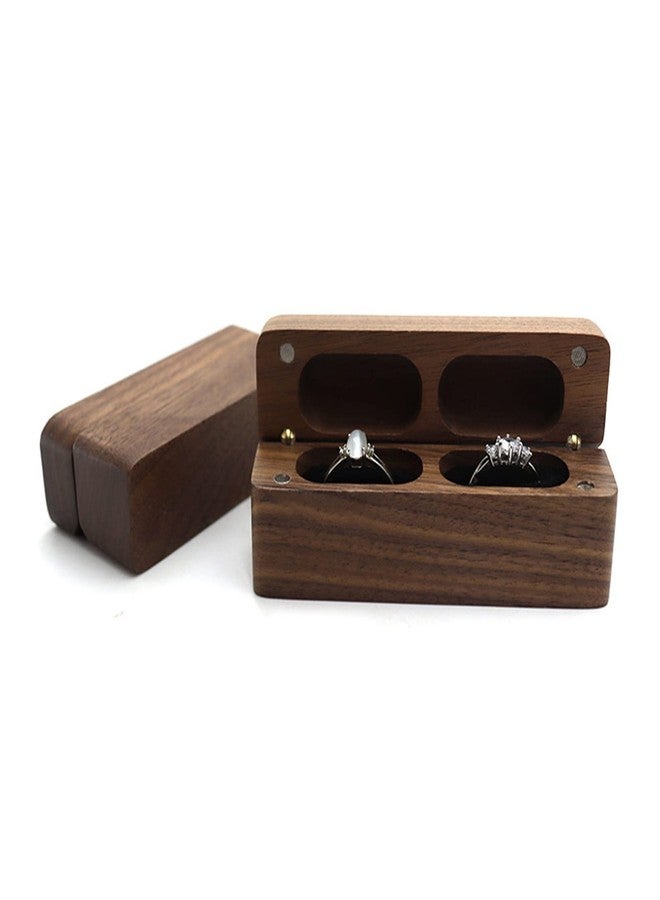 EINCORN Fashion Wood Box for 2 Rings Slim Double Storage Holder Modern Wedding Bearer Box Decorative Box with Lid, as the picture shows - Image 5